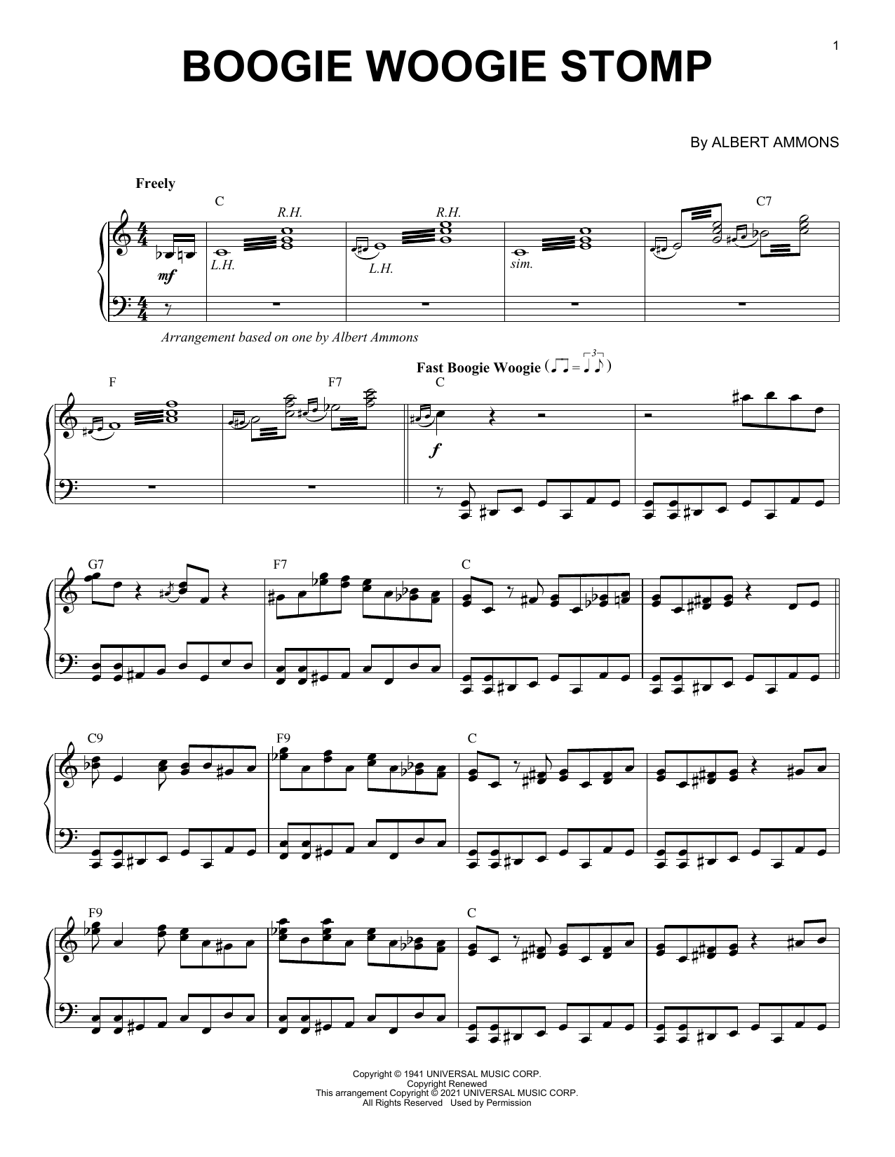 Albert Ammons Boogie Woogie Stomp (arr. Brent Edstrom) sheet music notes and chords arranged for Piano Solo