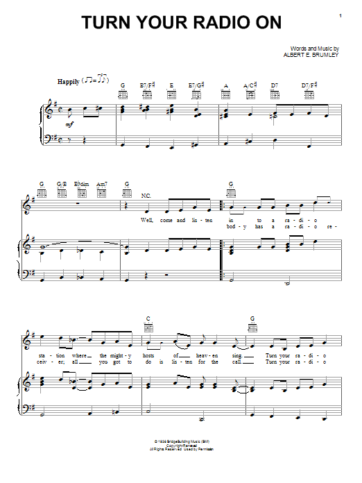 Albert E. Brumley Turn Your Radio On sheet music notes and chords arranged for Super Easy Piano