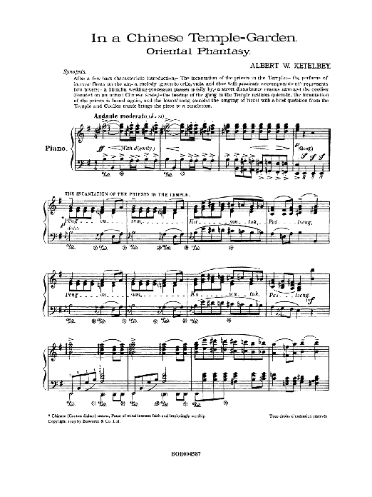 Albert Ketelbey In A Chinese Temple-Garden (Oriental Phantasy) sheet music notes and chords arranged for Piano Solo
