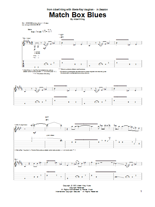Albert King & Stevie Ray Vaughan Match Box Blues sheet music notes and chords arranged for Guitar Tab
