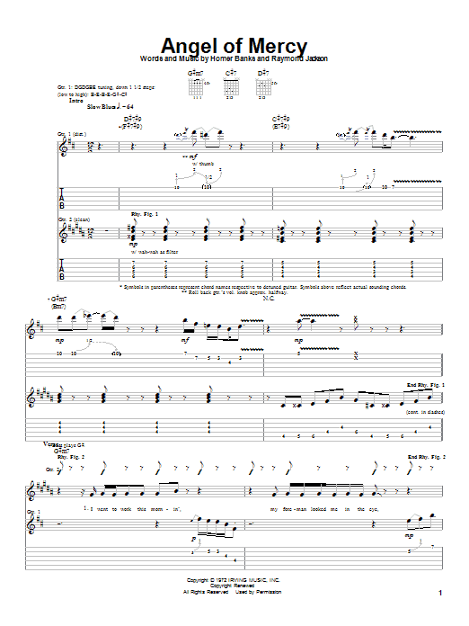 Albert King Angel Of Mercy sheet music notes and chords arranged for Guitar Tab