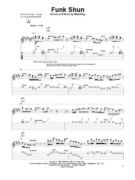 Albert King Funk Shun sheet music notes and chords arranged for Guitar Tab (Single Guitar)