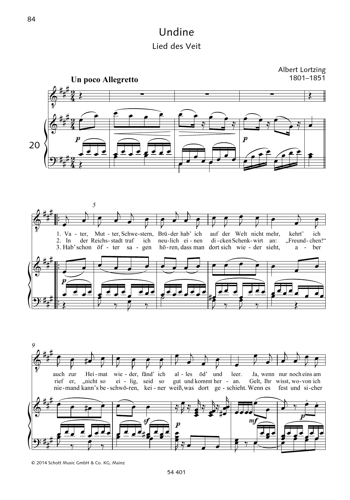 Albert Lortzing Vater, Mutter, Schwestern, Brüder sheet music notes and chords arranged for Piano & Vocal