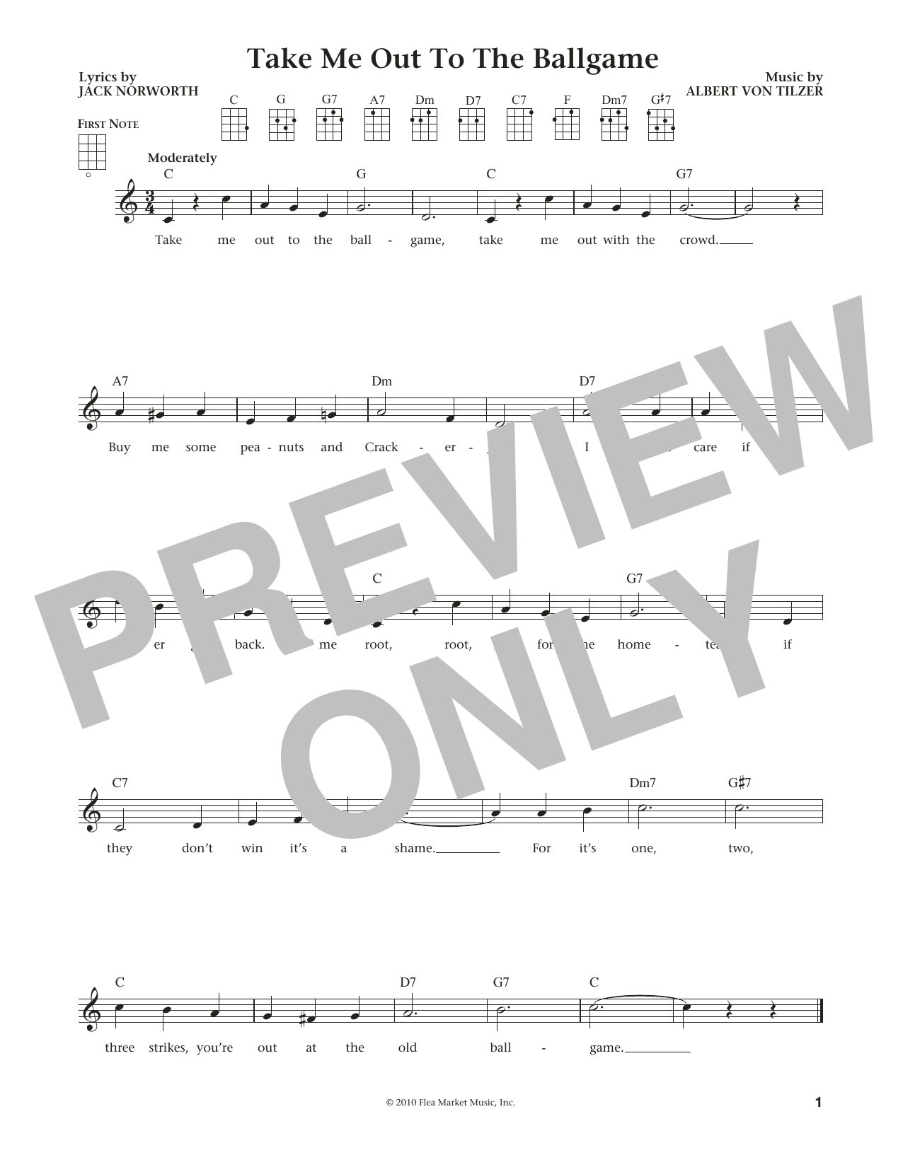 Albert von Tilzer Take Me Out To The Ball Game (from The Daily Ukulele) (arr. Liz and Jim Beloff) sheet music notes and chords arranged for Ukulele