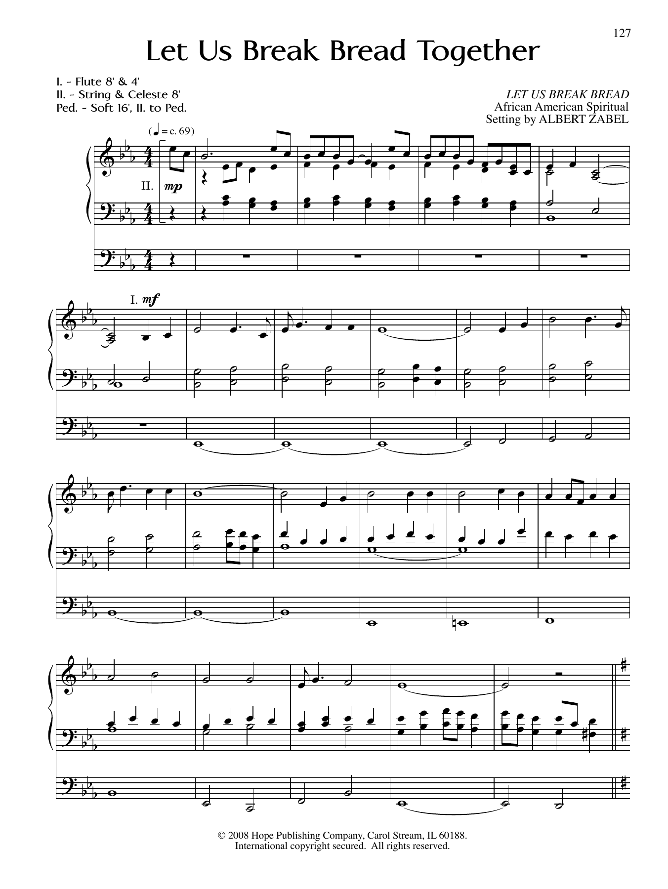 Albert Zabel Let Us Break Bread Together sheet music notes and chords arranged for Organ