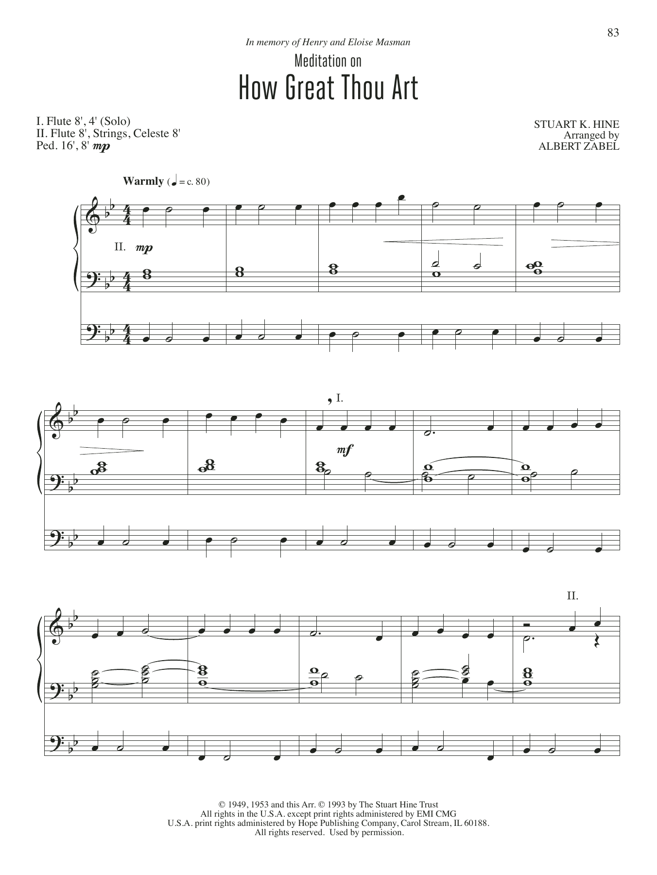 Albert Zabel Meditation on How Great Thou Art sheet music notes and chords arranged for Organ