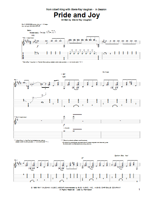 Albert King & Stevie Ray Vaughan Pride And Joy sheet music notes and chords arranged for Guitar Tab