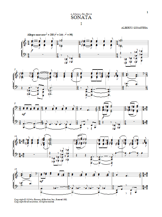 Alberto Ginastera Sonata No. 1, Op. 22 sheet music notes and chords arranged for Piano Solo