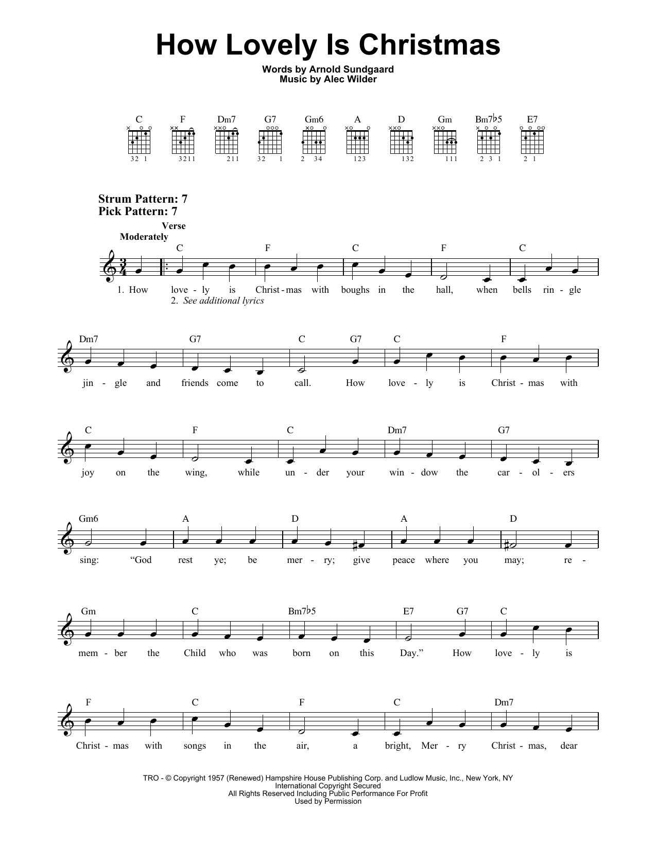 Alec Wilder How Lovely Is Christmas sheet music notes and chords arranged for Easy Guitar