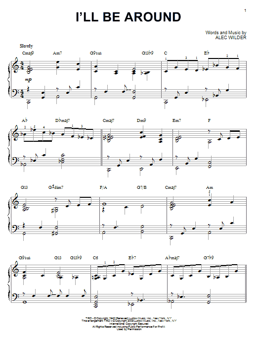 Alec Wilder I'll Be Around [Jazz version] (arr. Brent Edstrom) sheet music notes and chords arranged for Piano Solo