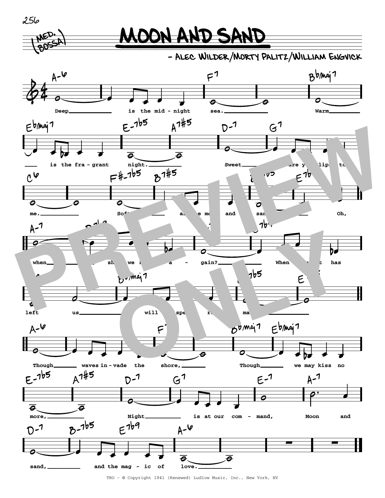 Alec Wilder Moon And Sand (Low Voice) sheet music notes and chords arranged for Real Book – Melody, Lyrics & Chords