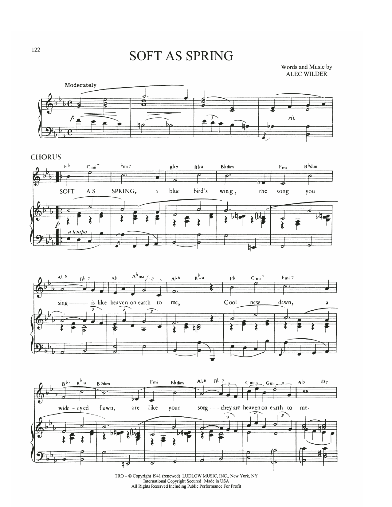 Alec Wilder Soft As Spring sheet music notes and chords arranged for Piano, Vocal & Guitar Chords (Right-Hand Melody)