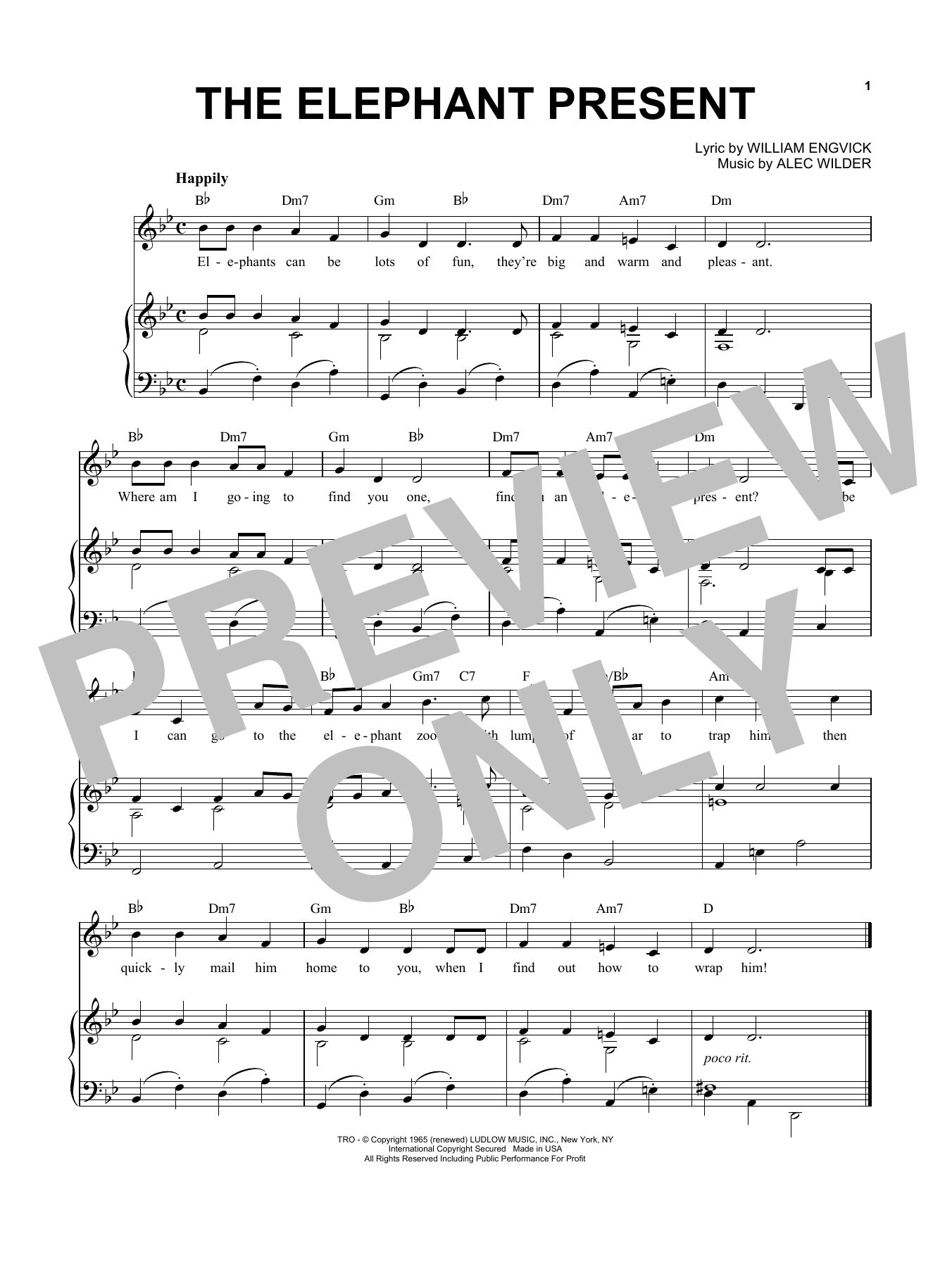 Alec Wilder The Elephant Present sheet music notes and chords arranged for Piano & Vocal