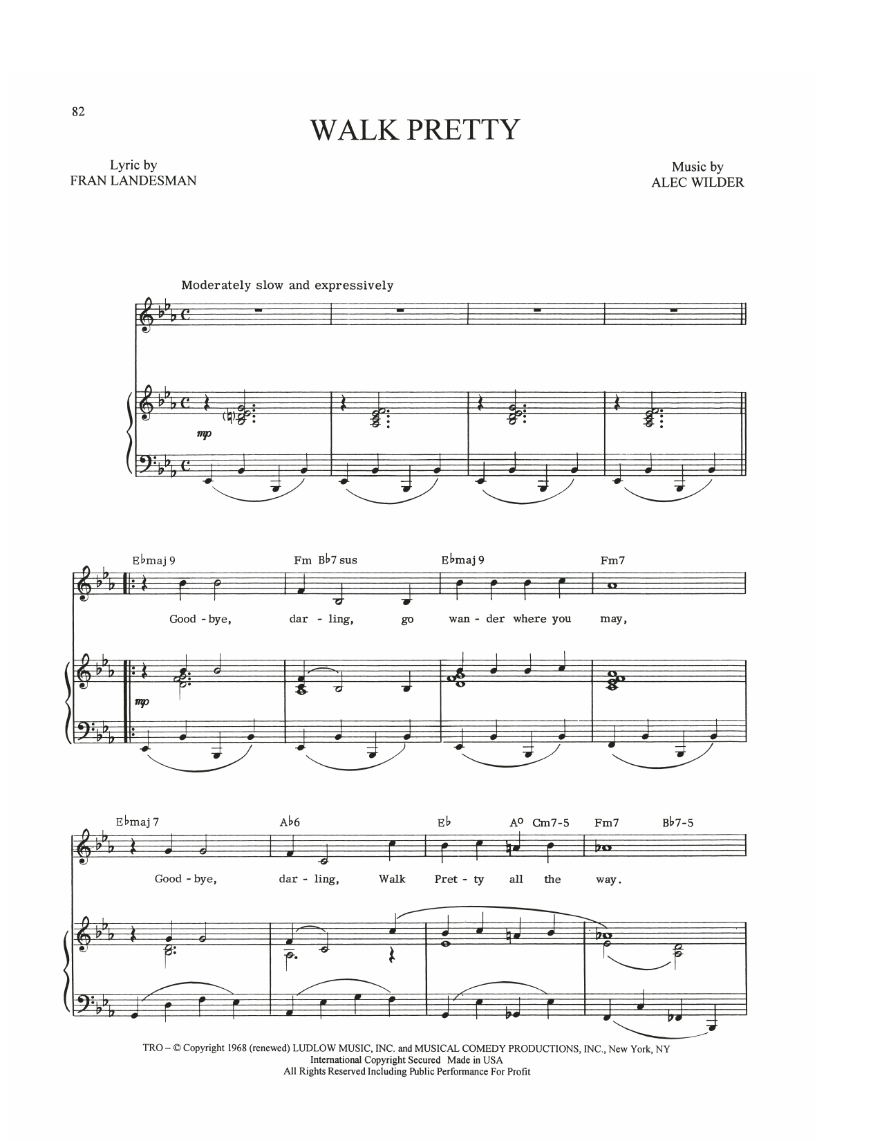 Alec Wilder Walk Pretty sheet music notes and chords arranged for Piano, Vocal & Guitar Chords (Right-Hand Melody)