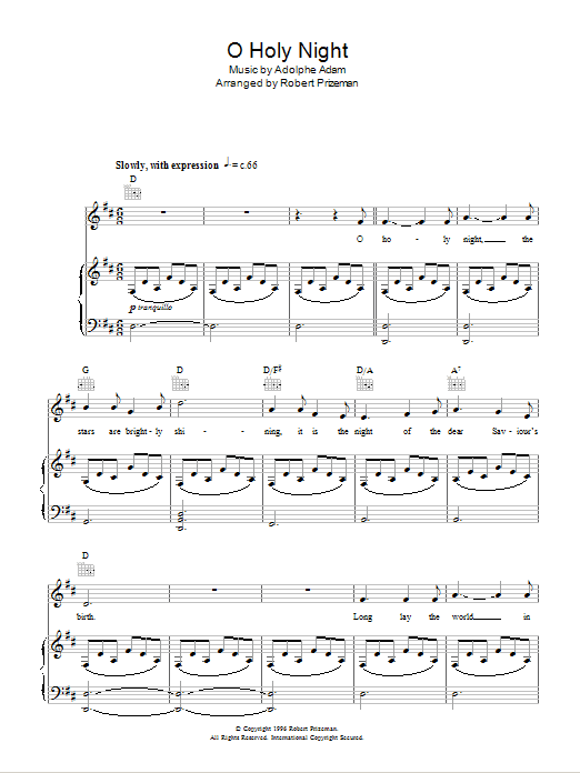 Aled Jones O Holy Night sheet music notes and chords arranged for Piano, Vocal & Guitar Chords