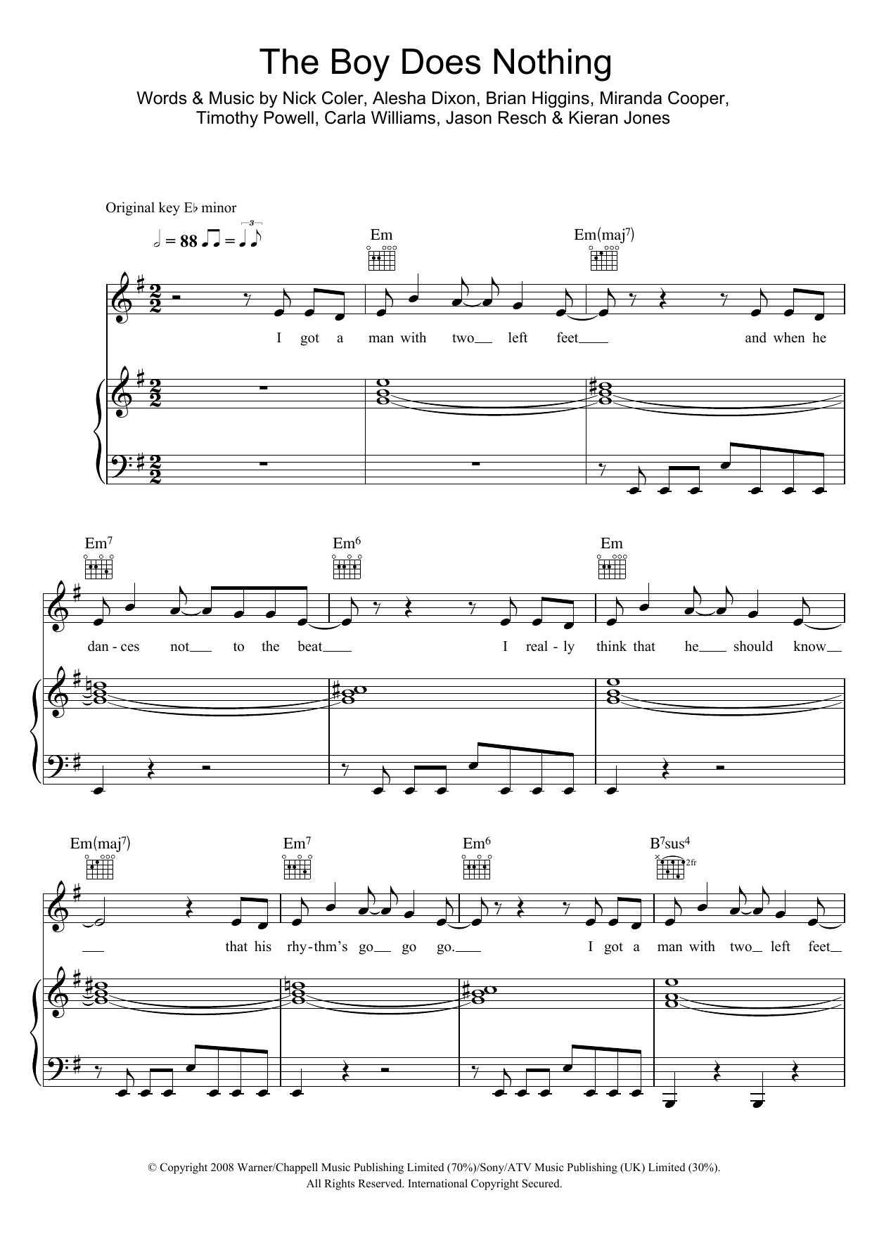 Alesha Dixon The Boy Does Nothing sheet music notes and chords arranged for Piano, Vocal & Guitar Chords