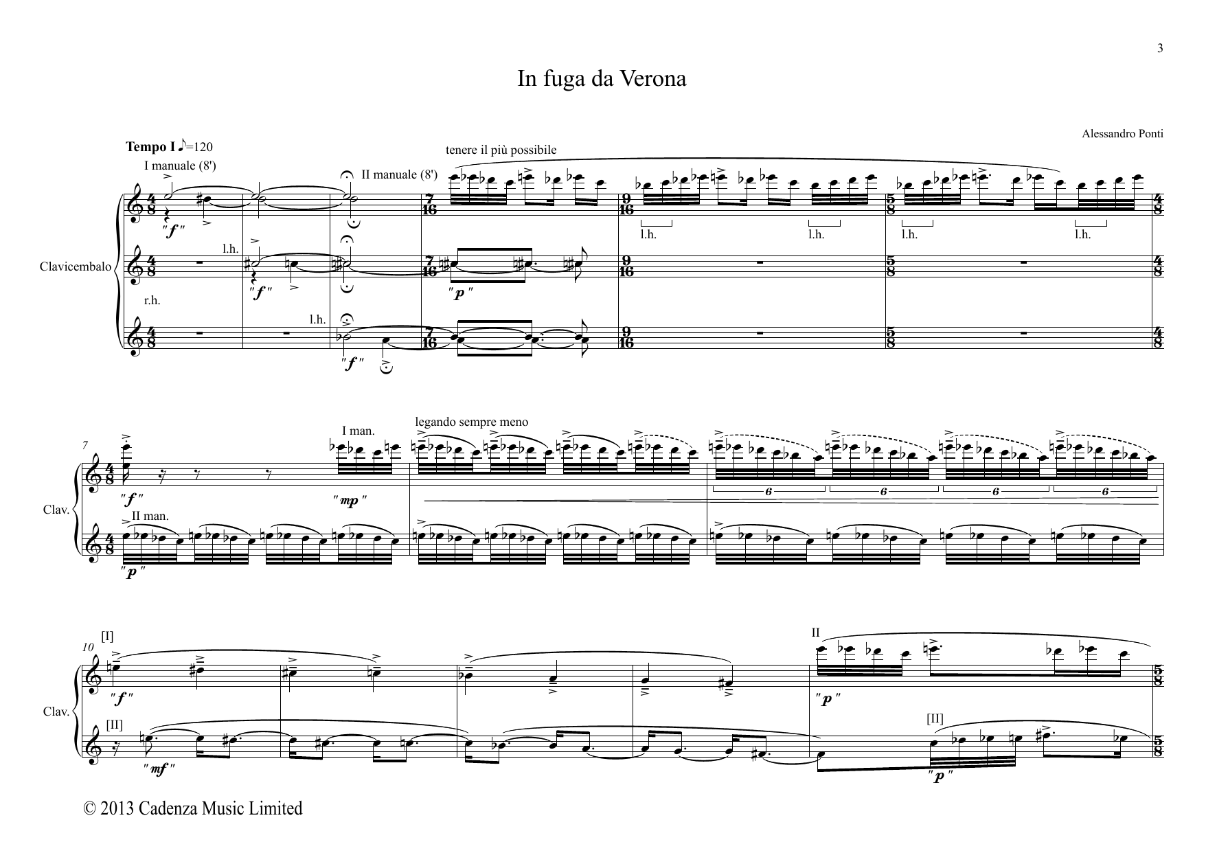 Alessandro Ponti In fuga da Verona sheet music notes and chords arranged for Piano Solo