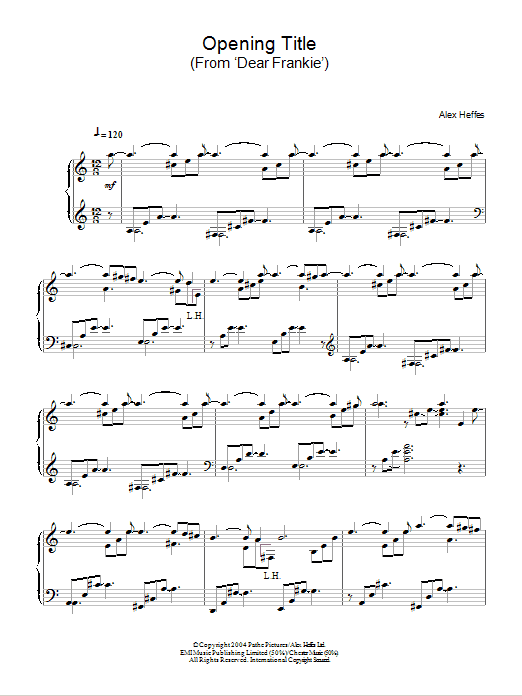 Alex Heffes Opening Title (from Dear Frankie) sheet music notes and chords arranged for Piano Solo