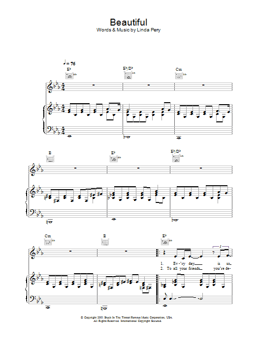 Alex Parks Beautiful sheet music notes and chords arranged for Piano, Vocal & Guitar Chords