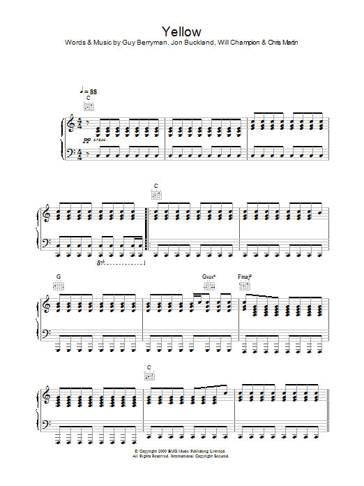 Alex Parks Yellow sheet music notes and chords arranged for Piano, Vocal & Guitar Chords