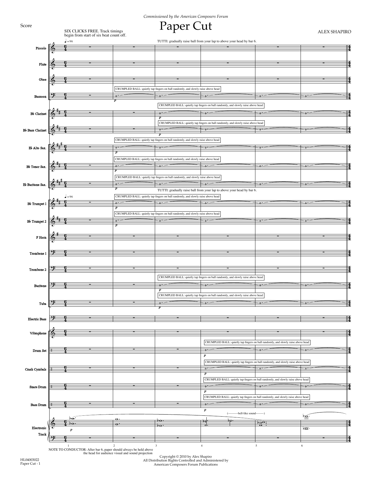 Alex Shapiro Paper Cut - Full Score sheet music notes and chords arranged for Concert Band