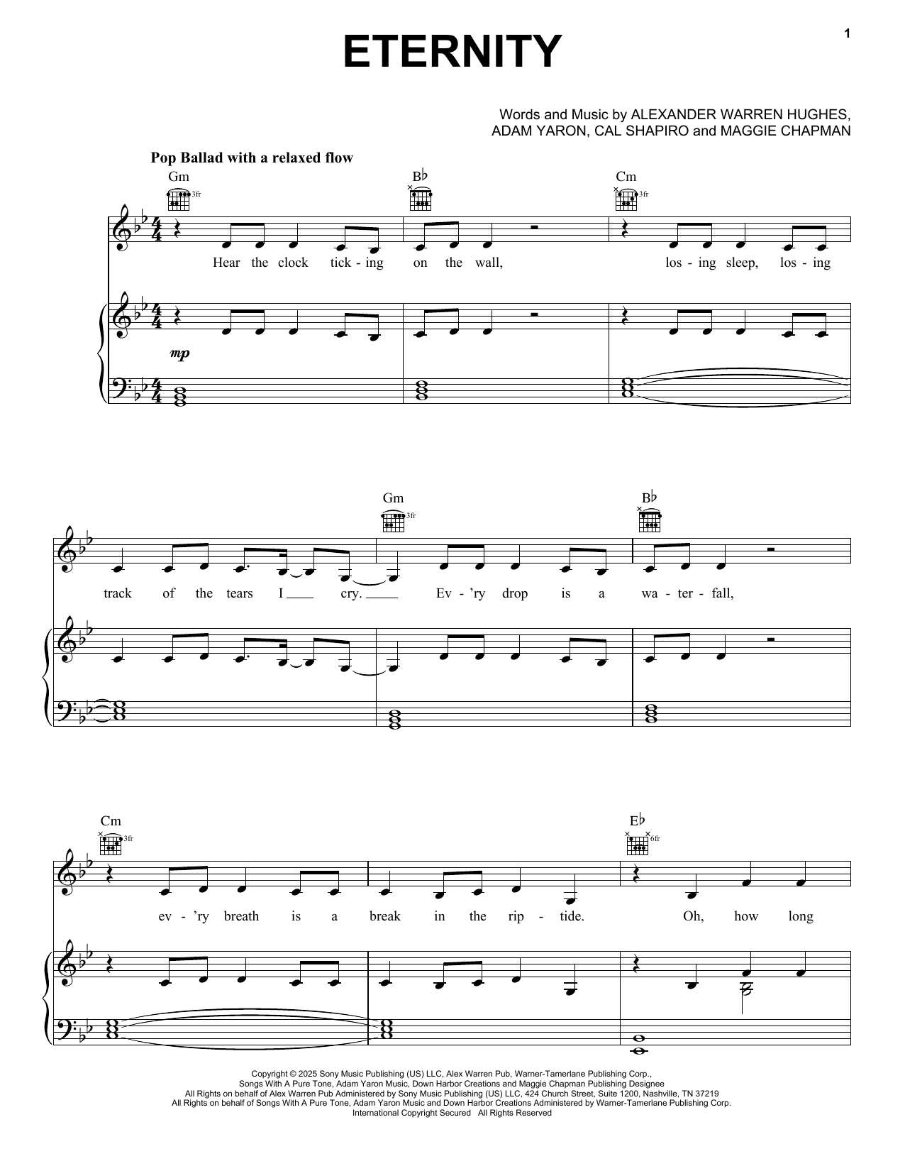 Alex Warren Eternity sheet music notes and chords arranged for Super Easy Piano