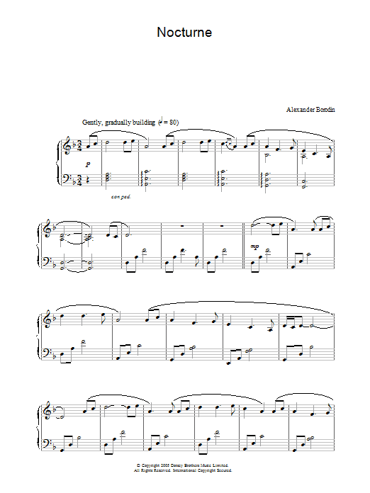 Alexander Borodin Nocturne sheet music notes and chords arranged for Piano Solo