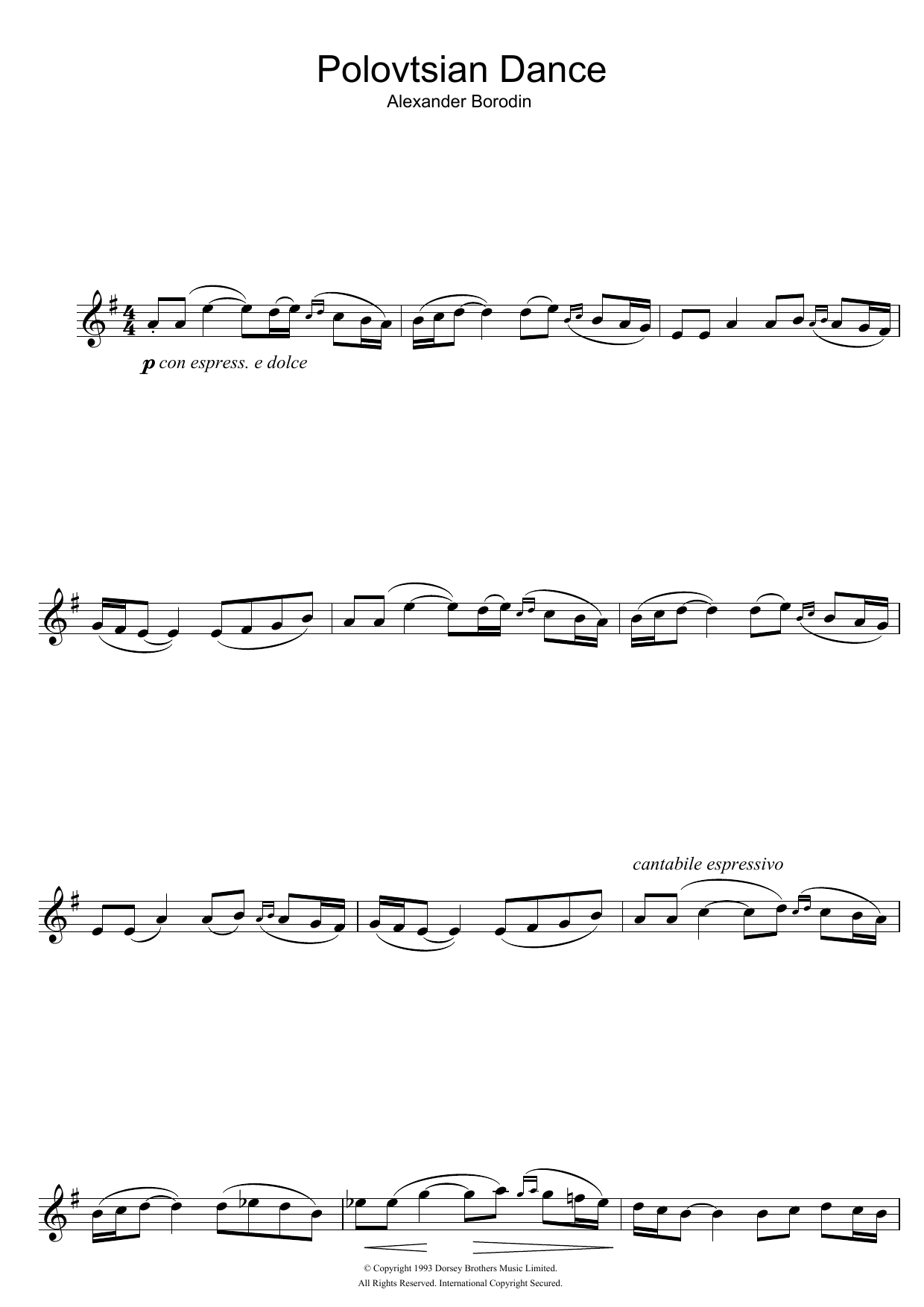 Alexander Borodin Polovtsian Dance sheet music notes and chords arranged for Flute Solo