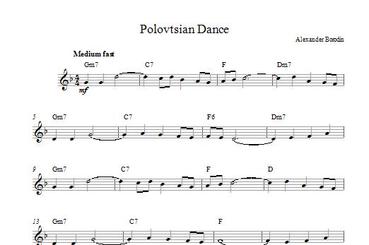 Alexander Borodin Polovtsian Dance Theme sheet music notes and chords arranged for Lead Sheet / Fake Book