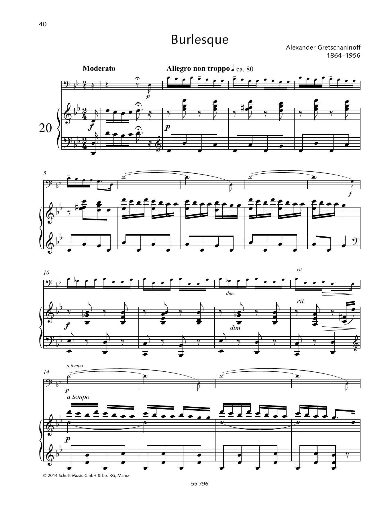 Alexander Gretchaninoff Burlesque sheet music notes and chords arranged for String Solo