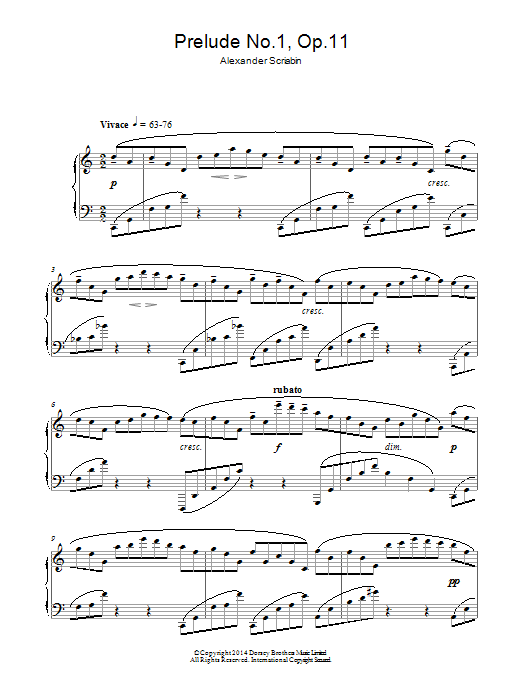 Alexander Scriabin Prelude No.1, Op.11 sheet music notes and chords arranged for Piano Solo