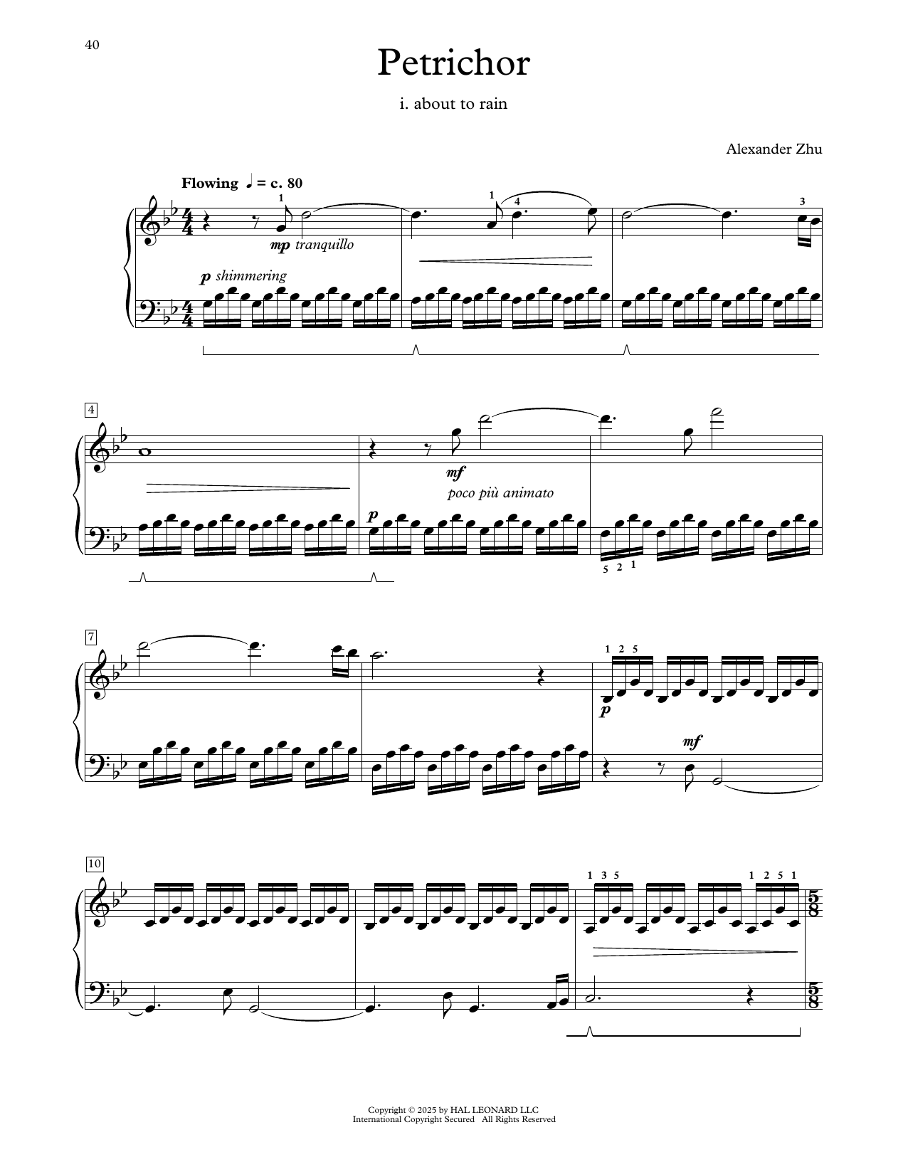 Alexander Zhu Petrichor sheet music notes and chords arranged for Educational Piano