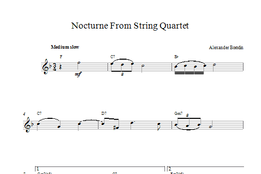 Alexander Borodin Nocturne From String Quartet No.2 sheet music notes and chords arranged for Lead Sheet / Fake Book