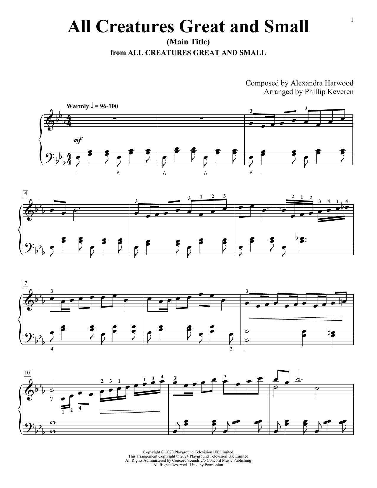 Alexandra Harwood All Creatures Great And Small (Main Title) (arr. Phillip Keveren) sheet music notes and chords arranged for Piano Solo
