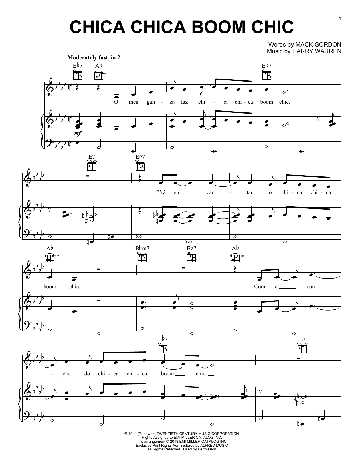Alexandre Desplat Chica Chica Boom Chic sheet music notes and chords arranged for Piano, Vocal & Guitar Chords (Right-Hand Melody)