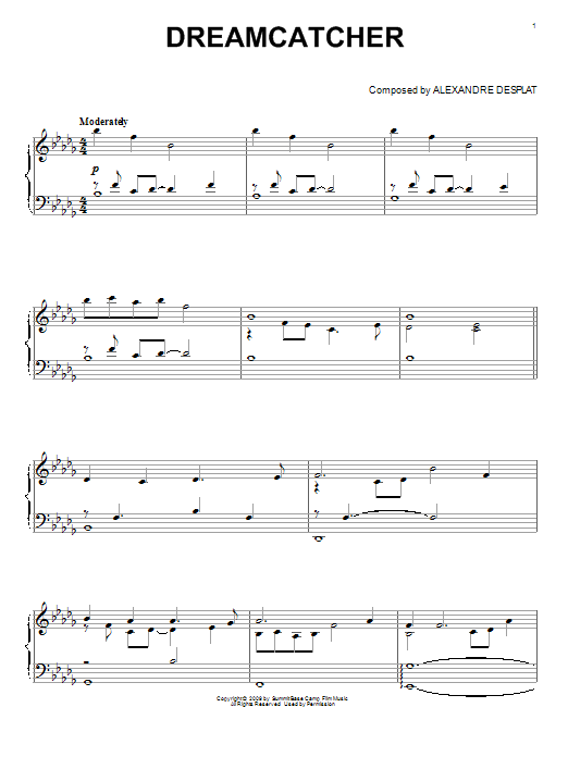 Alexandre Desplat Dreamcatcher (from The Twilight Saga: New Moon) sheet music notes and chords arranged for Easy Piano