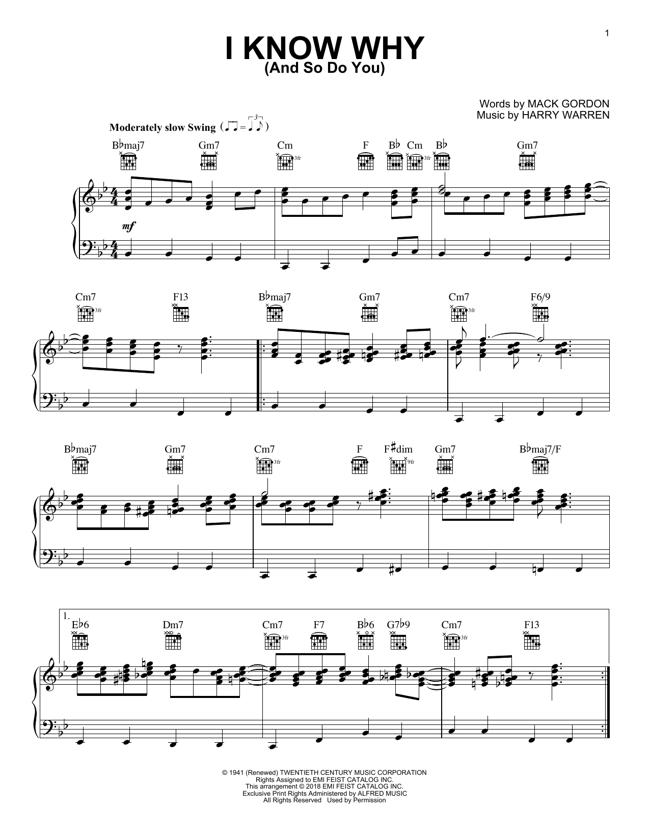 Alexandre Desplat I Know Why (And So Do You) sheet music notes and chords arranged for Piano, Vocal & Guitar Chords (Right-Hand Melody)