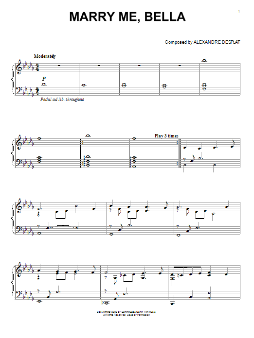 Alexandre Desplat Marry Me, Bella (from The Twilight Saga: New Moon) sheet music notes and chords arranged for Easy Piano