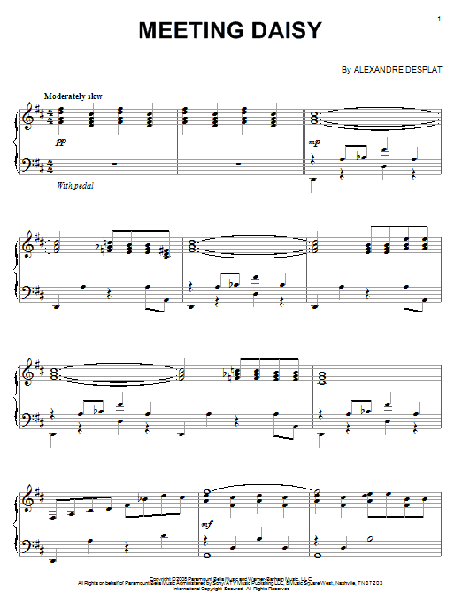 Alexandre Desplat Meeting Daisy sheet music notes and chords arranged for Piano Solo