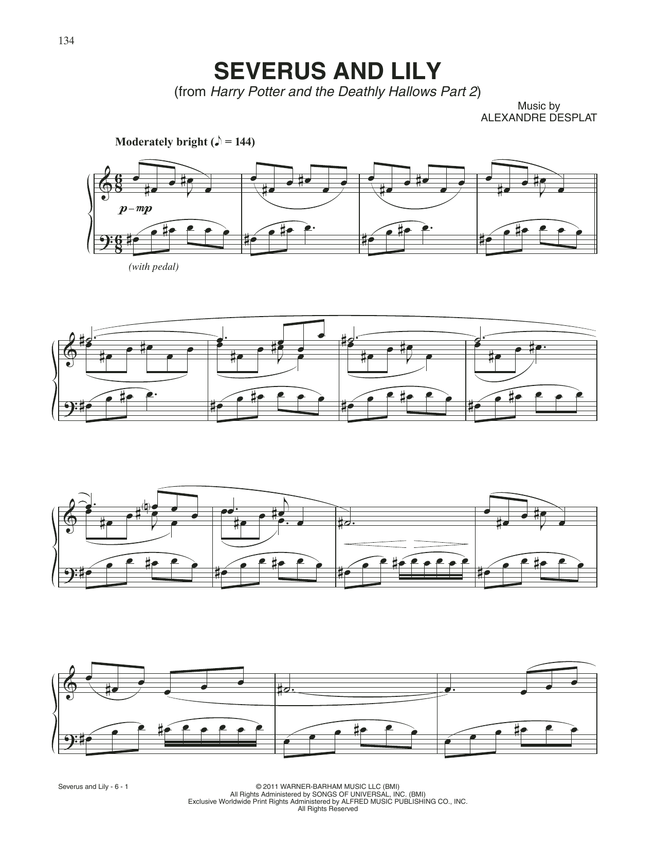 Alexandre Desplat Severus And Lily (from Harry Potter) sheet music notes and chords arranged for Easy Piano