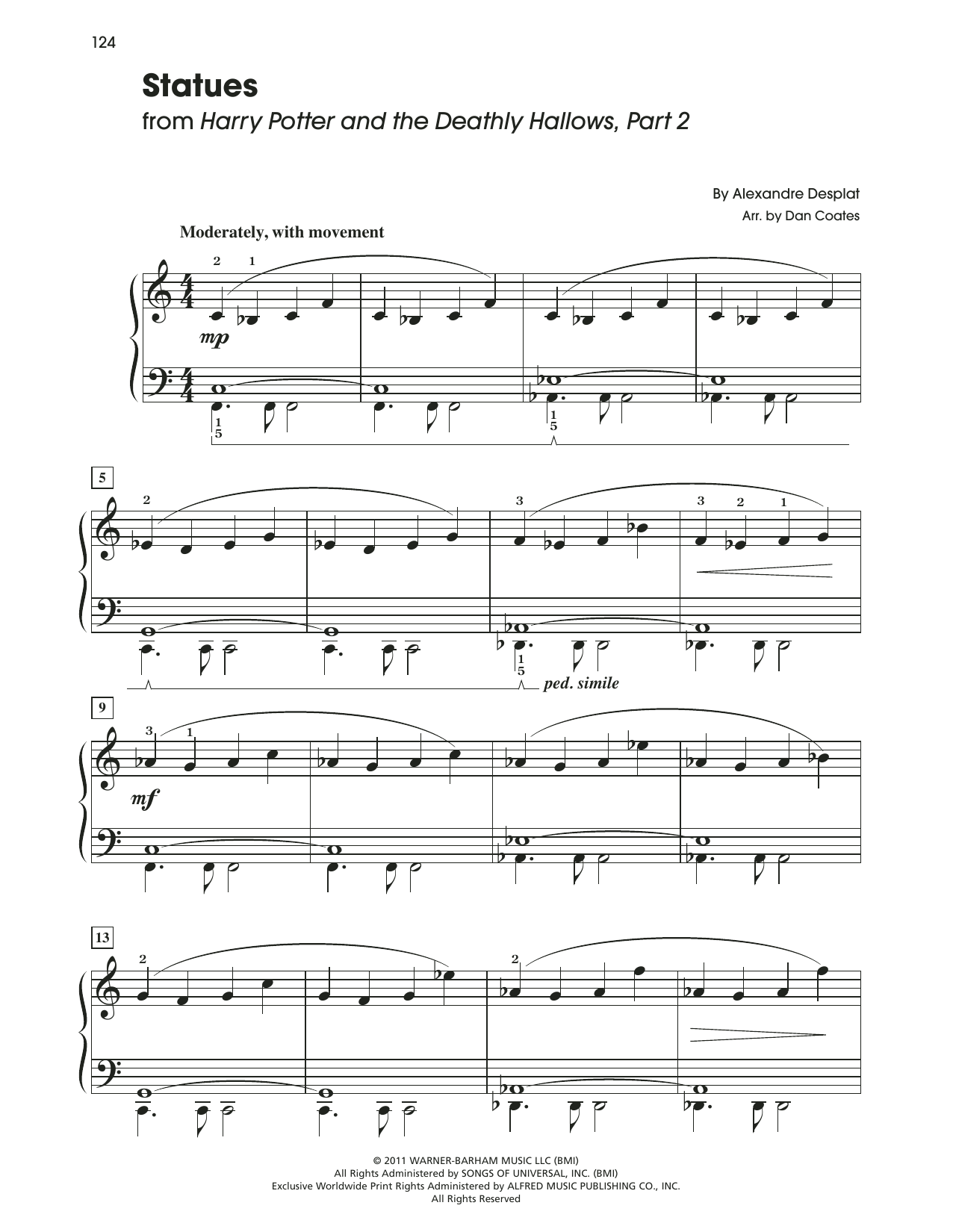 Alexandre Desplat Statues (from Harry Potter) sheet music notes and chords arranged for Easy Piano