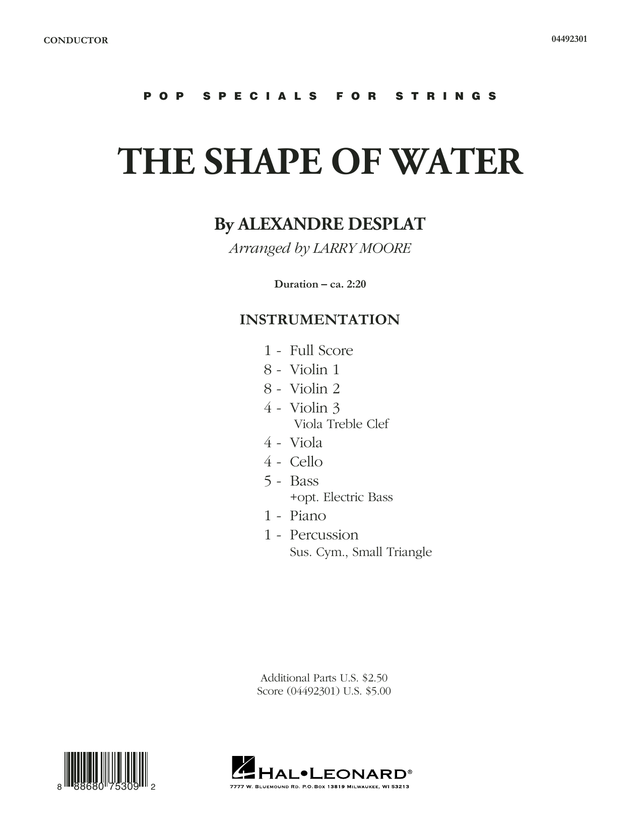 Alexandre Desplat The Shape of Water (arr. Larry Moore) - Conductor Score (Full Score) sheet music notes and chords arranged for Orchestra