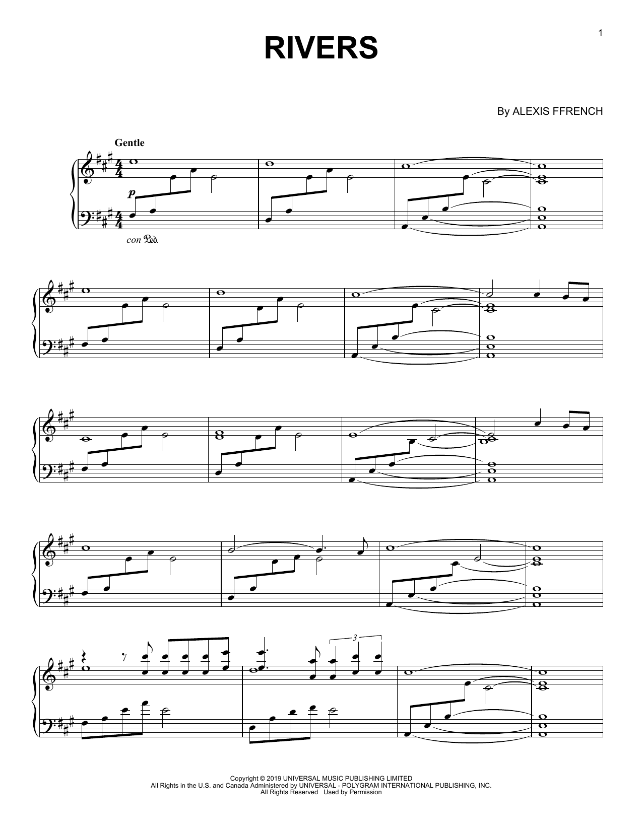 Alexis Ffrench Rivers sheet music notes and chords arranged for Piano Solo