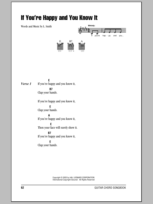 Alfred B. Smith If You're Happy And You Know It sheet music notes and chords arranged for Easy Piano