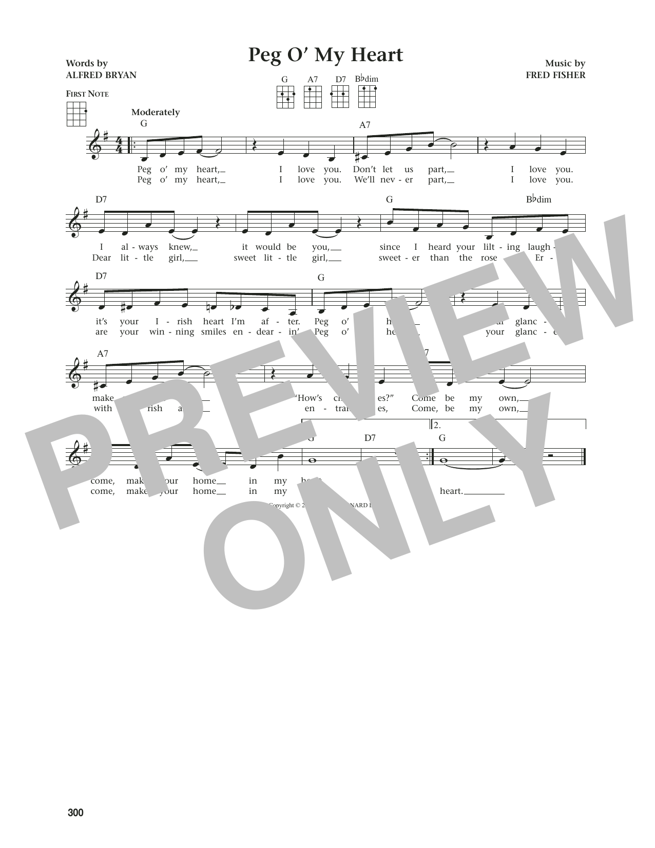 Alfred Bryan Peg O' My Heart (from The Daily Ukulele) (arr. Jim Beloff) sheet music notes and chords arranged for Ukulele