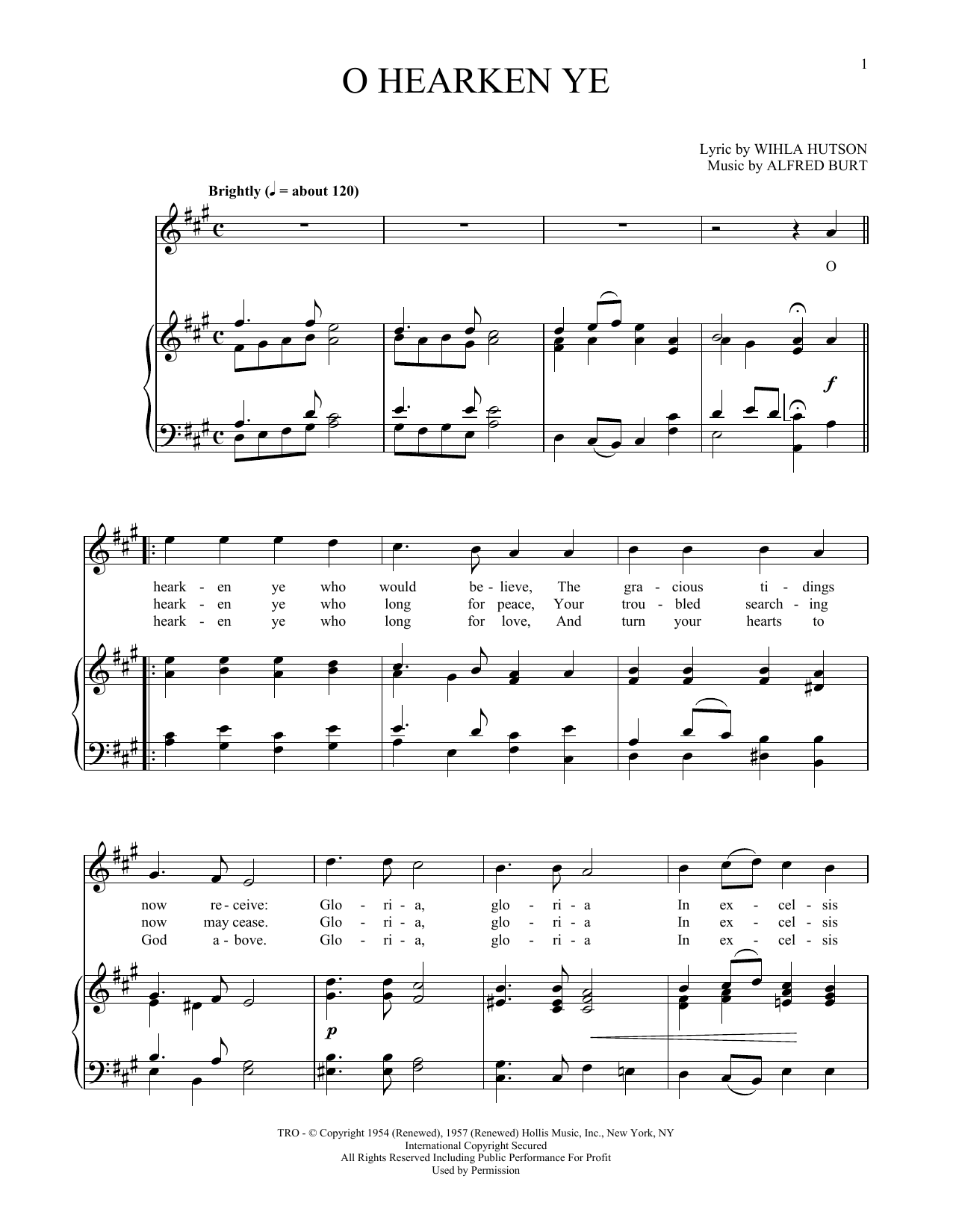Alfred Burt O Hearken Ye sheet music notes and chords arranged for Easy Guitar