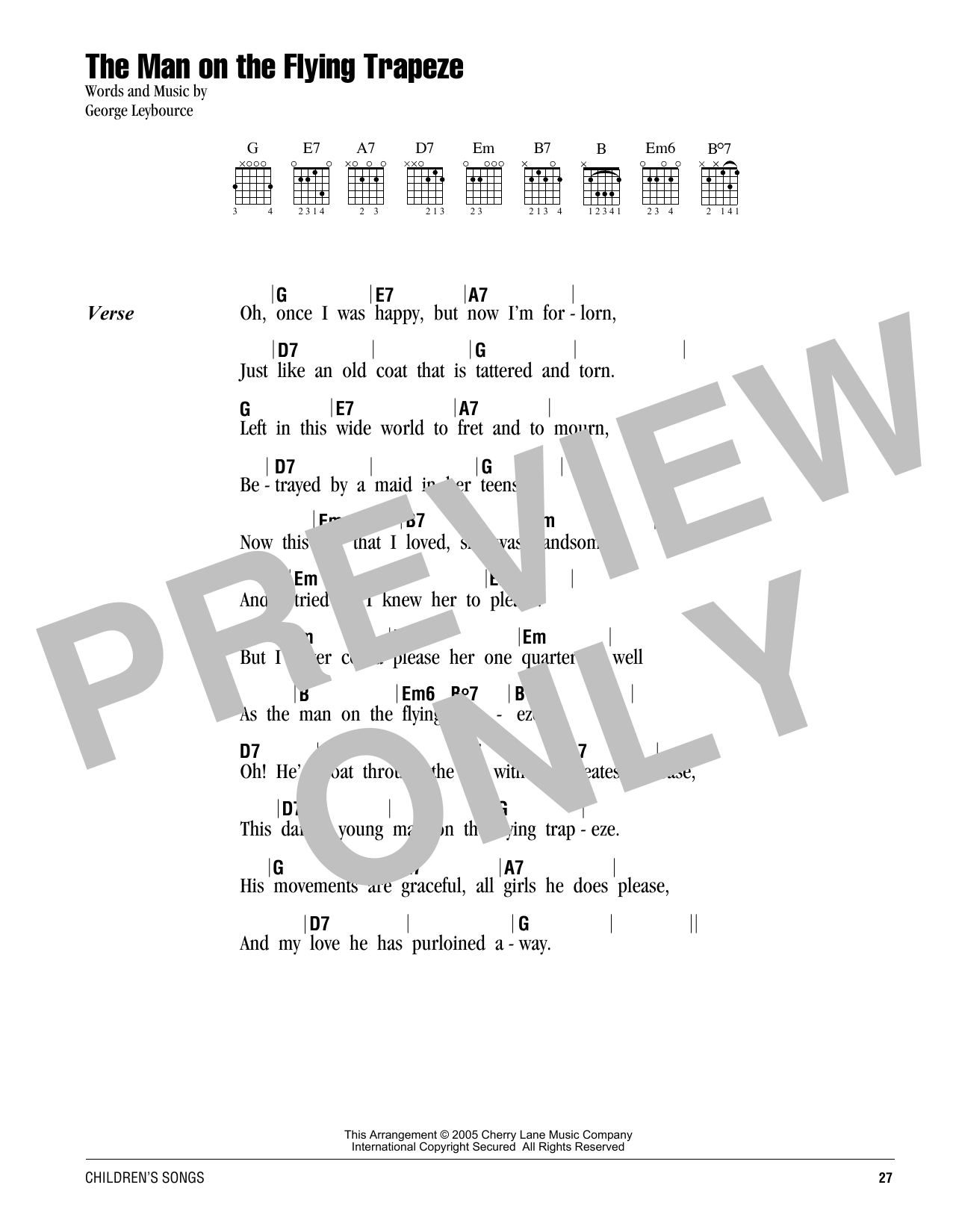 Alfred Lee The Man On The Flying Trapeze sheet music notes and chords arranged for Guitar Chords/Lyrics