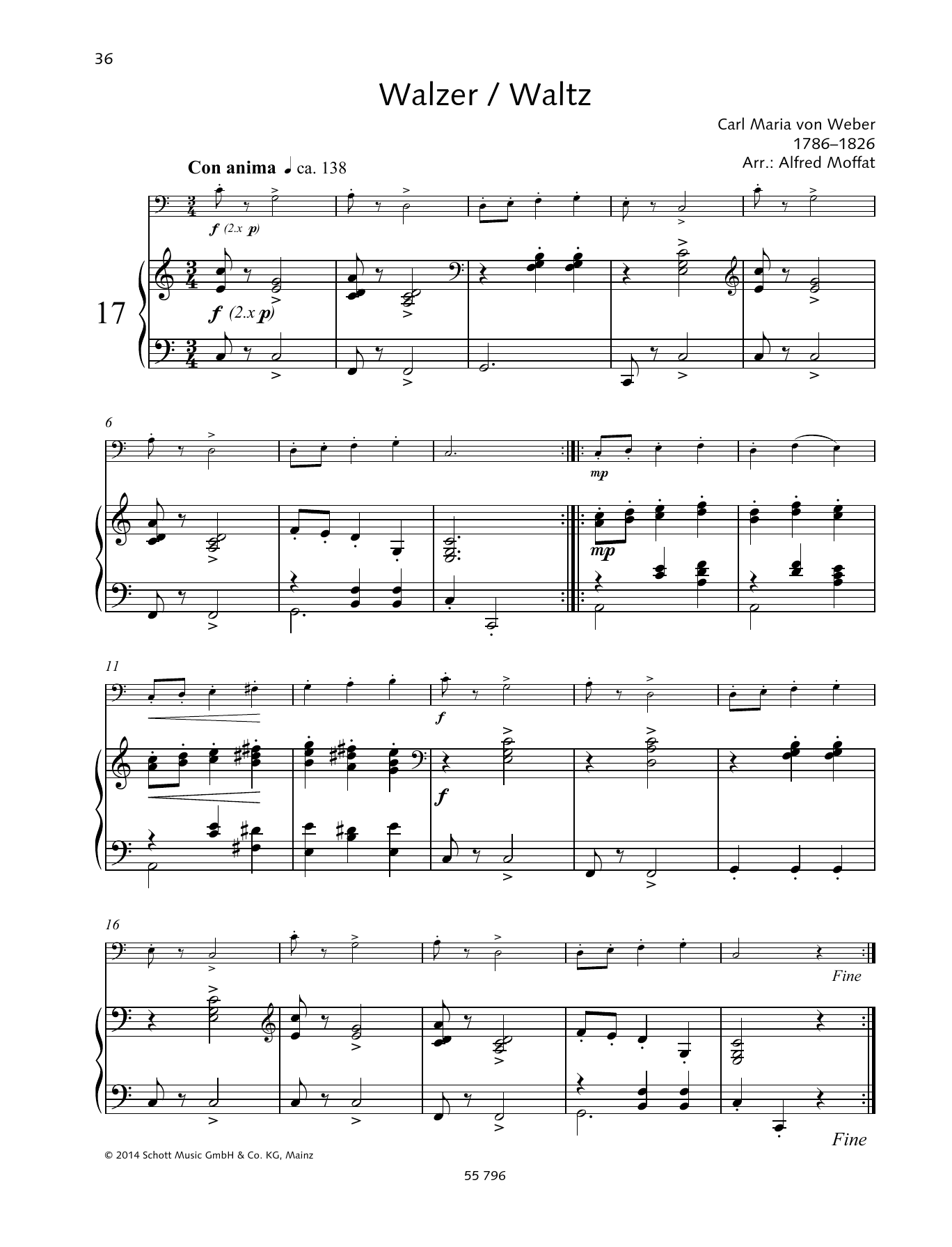 Alfred Moffat Waltz sheet music notes and chords arranged for String Solo
