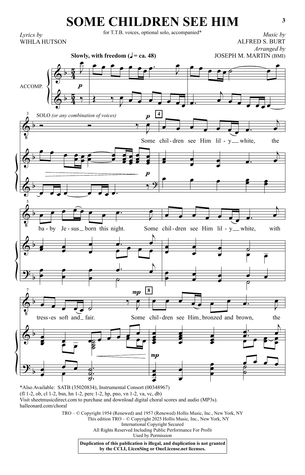Alfred S. Burt Some Children See Him (arr. Joseph M. Martin) sheet music notes and chords arranged for TTB Choir