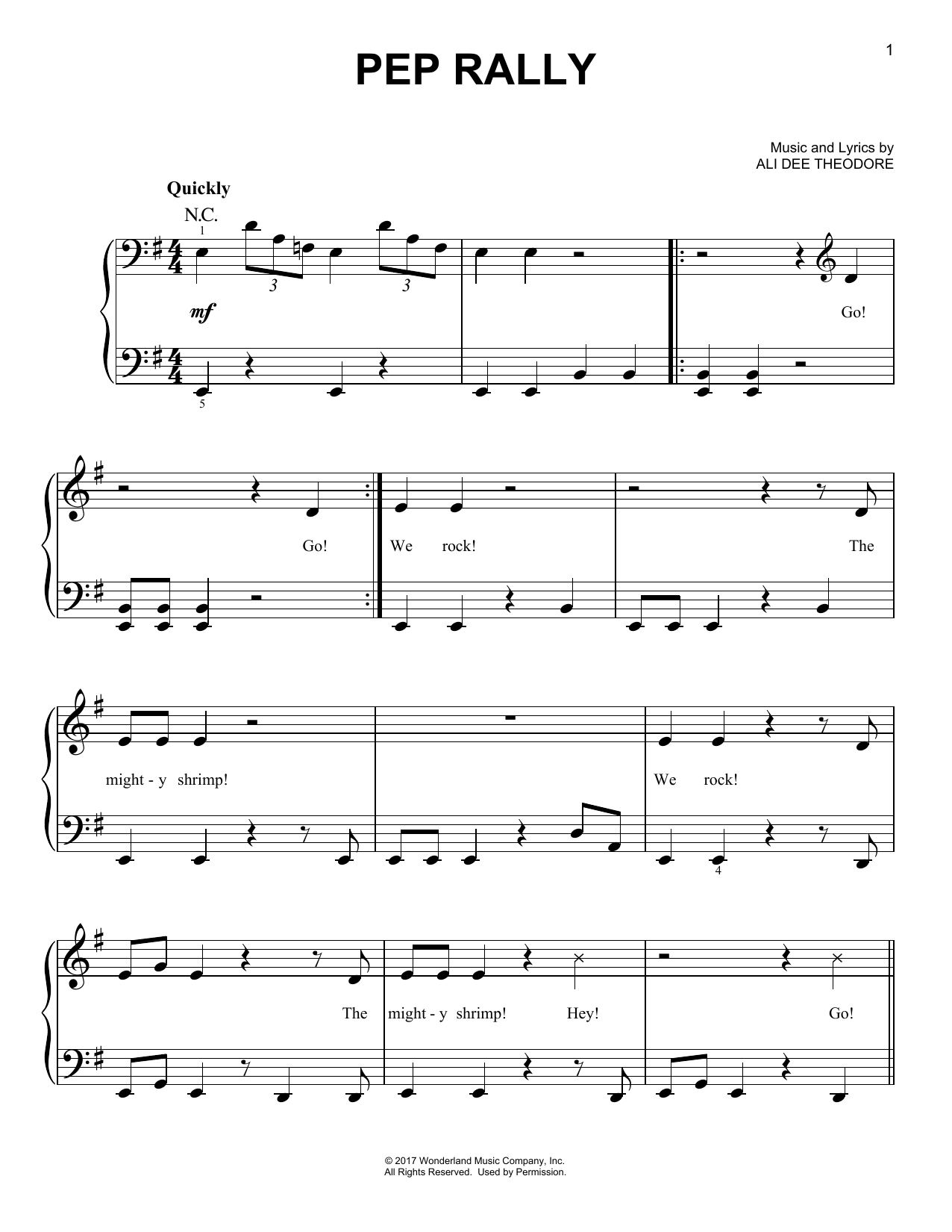 Ali Dee Theodore Pep Rally (from Disney's Zombies) sheet music notes and chords arranged for Easy Piano
